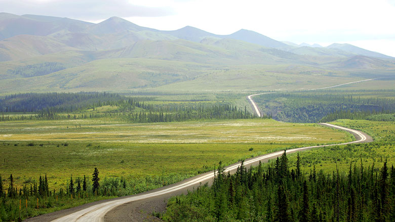 The Dempster Highway in the Northwest Territorries in the Summer